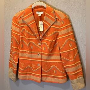 Coldwater Creek Western Aztec Blazer Jacket Tapestry Women’s 10 Petite 10P NWT